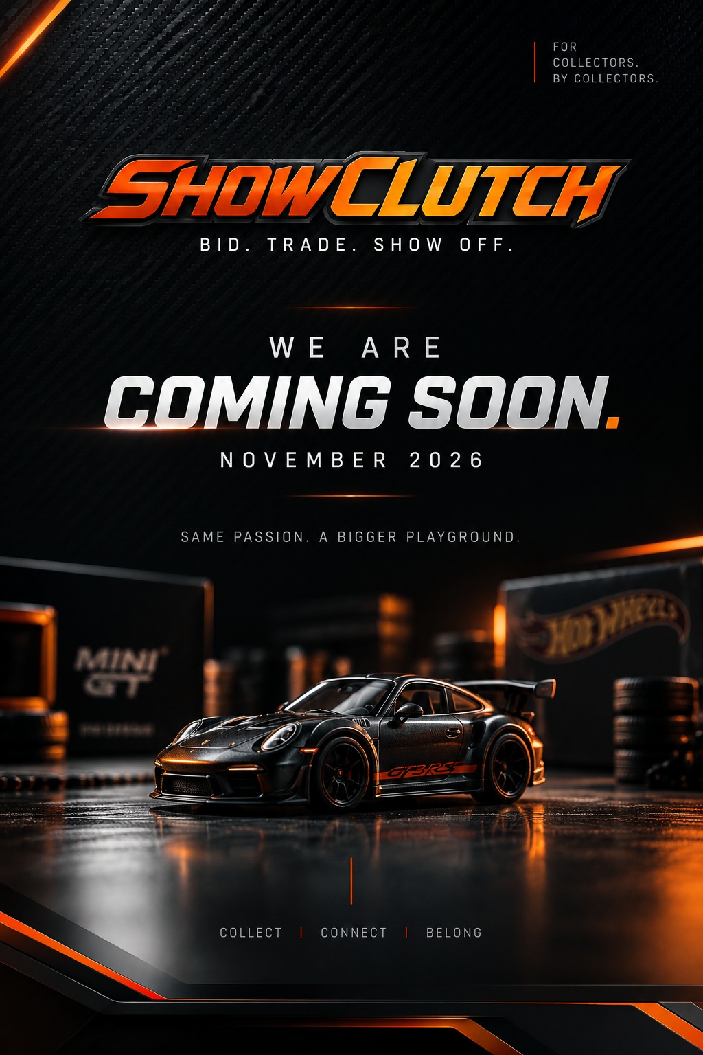 ShowClutch — Bid. Trade. Show Off. Coming Soon, November 2026.